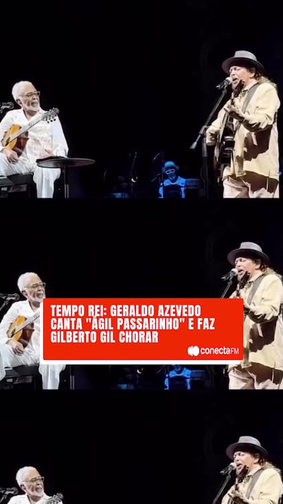 A turnê "Tempo Rei" nos presenteou com um momento de pura poesia.

Geraldo Azevedo surpreendeu Gilberto Gil com uma interpretação emocionante de "Ágil Passarinho" — a canção que nasceu em 1986 como um tributo a Gil e que Geraldo atualizou com os nomes de Bela e José.

Ver Gil, aos 83 anos, ir às lágrimas foi a prova de que a música e o afeto entre esses dois gigantes são eternos. Uma noite que celebrou a história da MPB!

📹: Reprodução

#conectafm #temporei #gilbertogil #geraldoazevedo