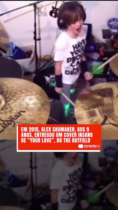 Em 2015, o baterista Alex Shumaker provou que talento não tem idade! 🤩

Quando tinha apenas 9 ANOS, ele detonou neste cover INSANO de "Your Love", do The Outfield! 💥

A energia, a técnica e a precisão são de cair o queixo! É para ver e rever e ficar de boca aberta com a maestria desse prodígio! 🎶

📹: alexshudrums

#conectafm #cover #bateria #axelshumaker #theoutfield