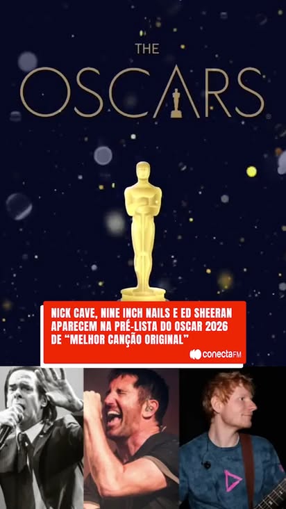 A corrida pelo Oscar 2026 começou! 🏆🎬

A Academia acaba de liberar a pré-lista (shortlist) para Melhor Canção Original e o nível está altíssimo! De 65 músicas, apenas 15 continuam na disputa.

Olha só esse time:

🎸 Ed Sheeran acelerando com "Drive" (do filme F1).
🎹 Nick Cave emocionando com "Train Dreams" (Sonhos de Trem). 
🕹️ Nine Inch Nails trazendo o som futurista de "As Alive As You Need Me To Be" (Tron: Ares). 
🎤 E até o projeto K-Pop Demon Hunters com o grupo fictício HUNTR/X!

Além disso, temos gigantes como Hans Zimmer e Jonny Greenwood na disputa por Melhor Trilha Sonora.

🗓️ Anote as datas: Os indicados finais saem dia 22 de janeiro e a cerimônia acontece em 15 de março, com Conan O'Brien no comando!

📹: Reprodução

#conectafm #edsheeran #oscar