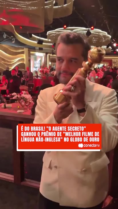 É DO BRASIL! 🇧🇷🏆

O cinema brasileiro faz história mais uma vez! "O Agente Secreto" acaba de levar o troféu de Melhor Filme de Língua Não-Inglesa no Globo de Ouro 2026.

Uma vitória gigante que reafirma a força, o talento e a potência das nossas histórias no cenário mundial. Que orgulho ver o nosso país brilhando no topo! 🎬✨

📹: Reprodução

#conectafm #cinema #globodeouro #oagentesecreto